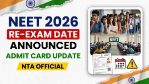 NEET 2026 Re-Exam Date Announced; NEET Admit Card, NTA to Conduct Re-NEET UG on this Date